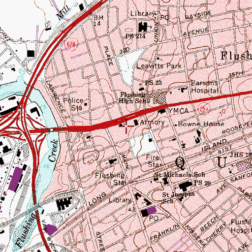 Topographic Map of Flushing Monthly Meeting, NY