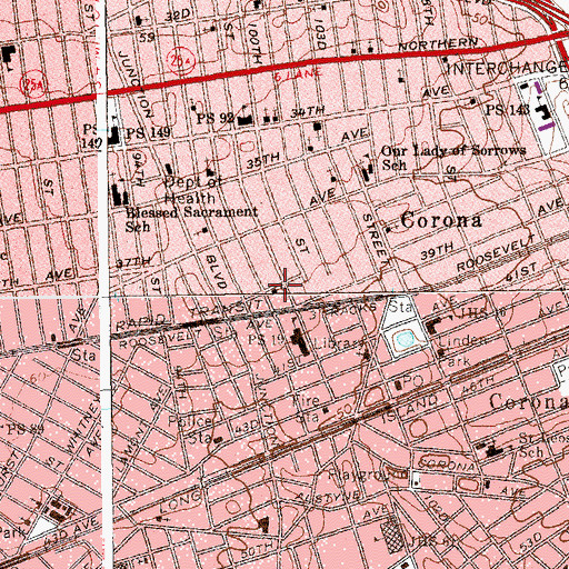 Topographic Map of Greek Orthodox Church of Corona, NY