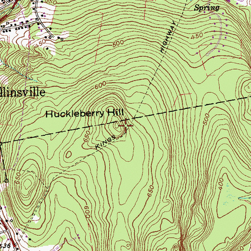 Topographic Map of Huckleberry Hill, CT