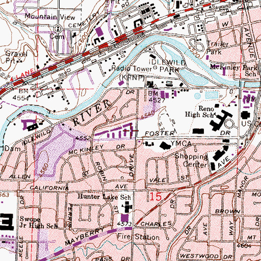 Topographic Map of Opportunity School, NV
