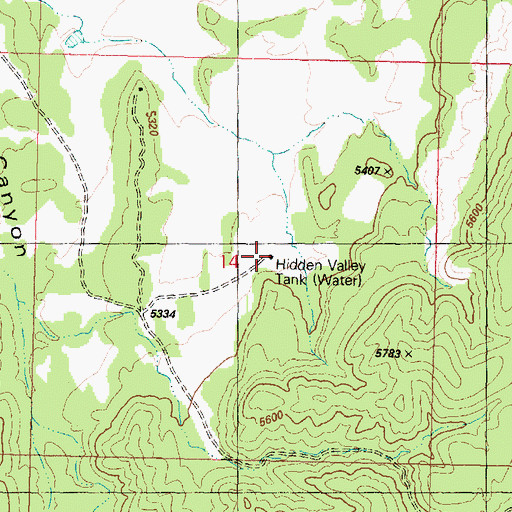 Topographic Map of Hidden Valley Tank, AZ
