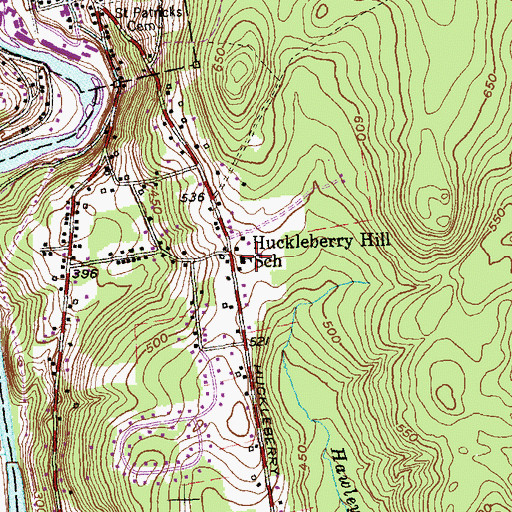Topographic Map of Huckleberry Hill Elementary School, CT