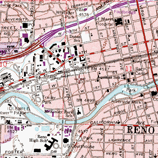 Topographic Map of Washoe Middle School, NV
