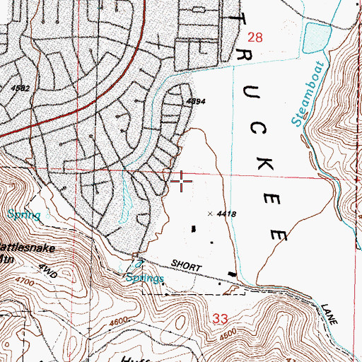 Topographic Map of Donner Springs Elementary School, NV