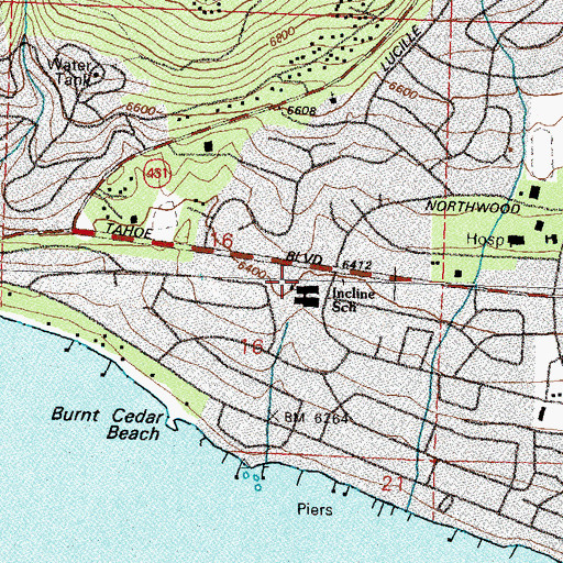 Topographic Map of Incline Elementary K-2nd School, NV