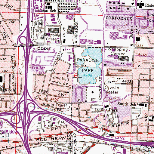 Topographic Map of Bernice Mathews Elementary School, NV