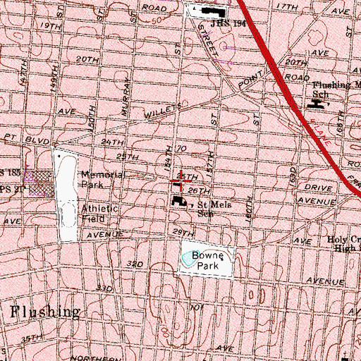 Topographic Map of North Presbyterian Church, NY