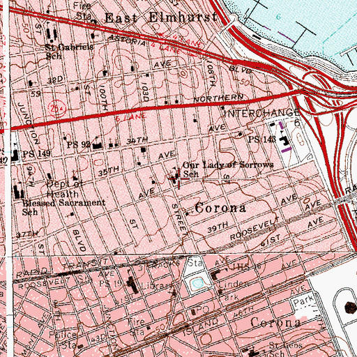 Topographic Map of Our Lady of Sorrows Church, NY