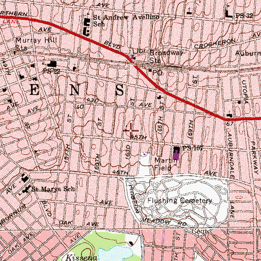 Topographic Map of Queens Herald Church, NY