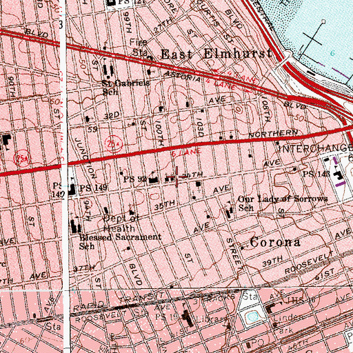 Topographic Map of Refuge Church of Christ, NY