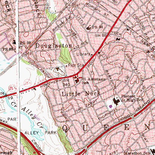 Topographic Map of Saint Anastasia Roman Catholic Church, NY