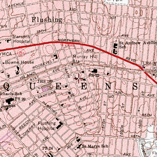 Topographic Map of Saint John's Episcopal Church, NY