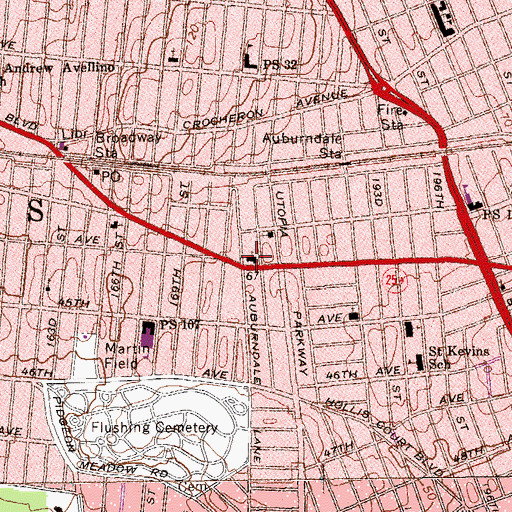 Topographic Map of Temple Beth Sholom, NY