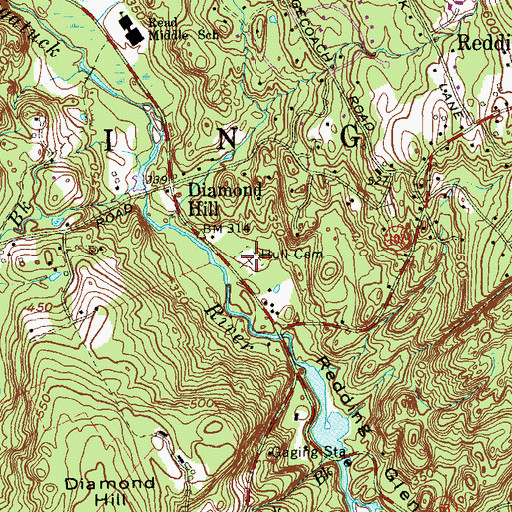 Topographic Map of Hull Cemetery, CT
