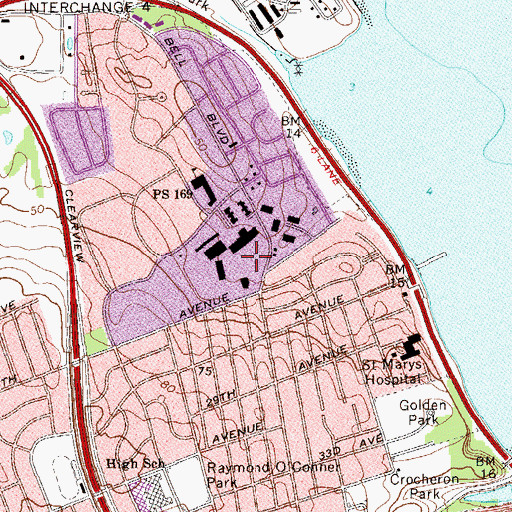 Topographic Map of Bay Terrace Shopping Center, NY