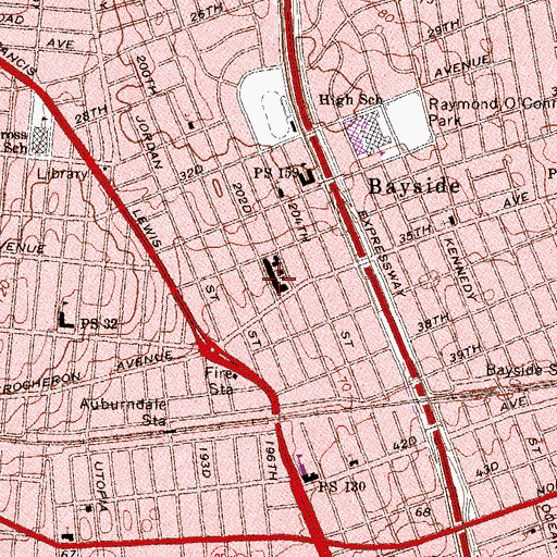 Topographic Map of Our Lady of the Blessed Sacrament School, NY