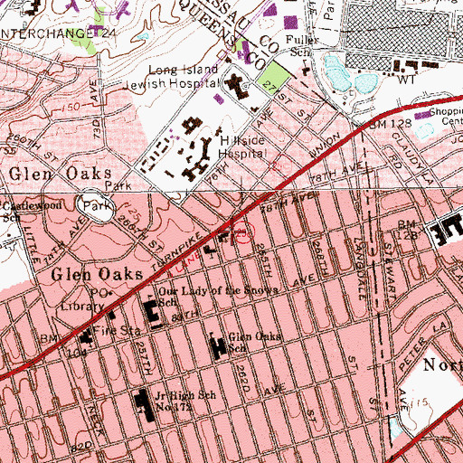 Topographic Map of Temple Sholom, NY