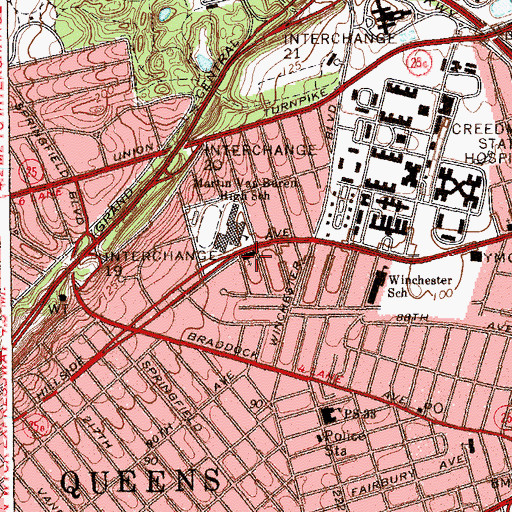 Topographic Map of Bell Park Jewish Center, NY