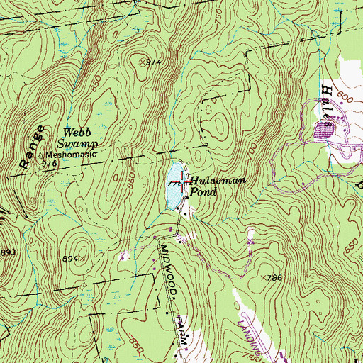 Topographic Map of Hulseman Pond, CT