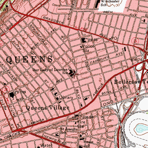 Topographic Map of Our Lady of Lourdes Church, NY