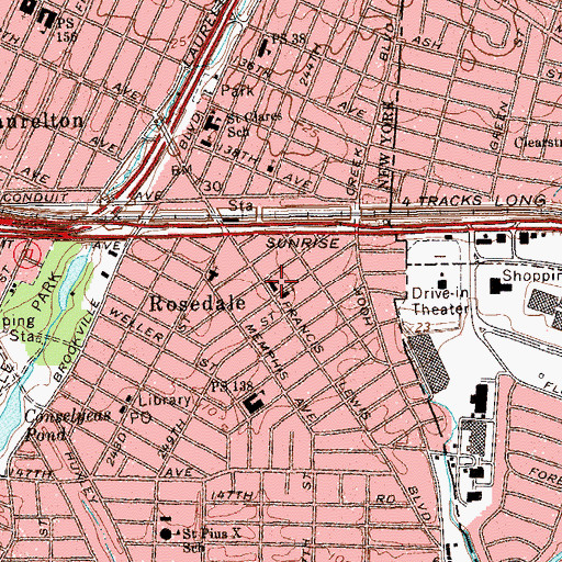 Topographic Map of Rosedale Jewish Center, NY