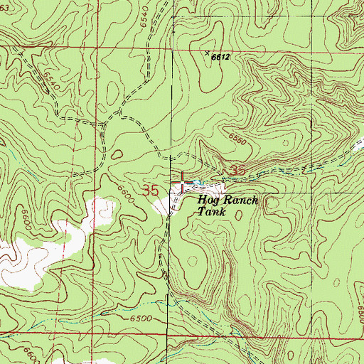 Topographic Map of Hog Ranch Tank, AZ