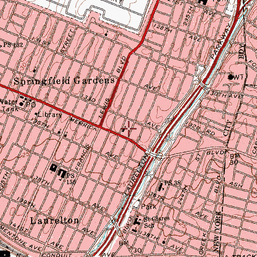 Topographic Map of Saint Luke Baptist Church, NY
