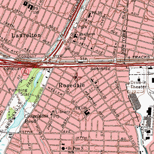Topographic Map of Throop Memorial Presbyterian Church, NY