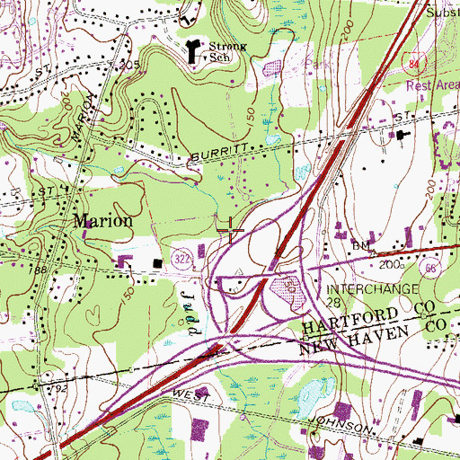 Topographic Map of Humiston Brook, CT