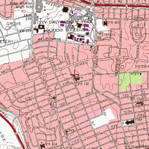 Topographic Map of Congregation Young Israel of Kew Gardens Hills, NY