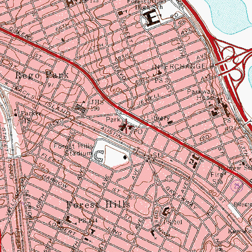 Topographic Map of Forest Hills Jewish Center, NY