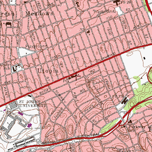 Topographic Map of Hillcrest Jewish Center, NY