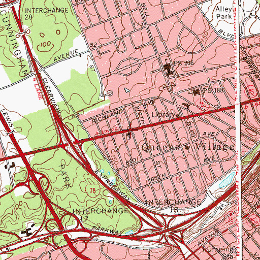 Topographic Map of Hollis Hills Jewish Center, NY