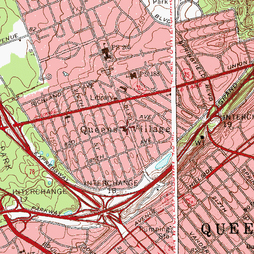 Topographic Map of Hollis Woods Community Church, NY