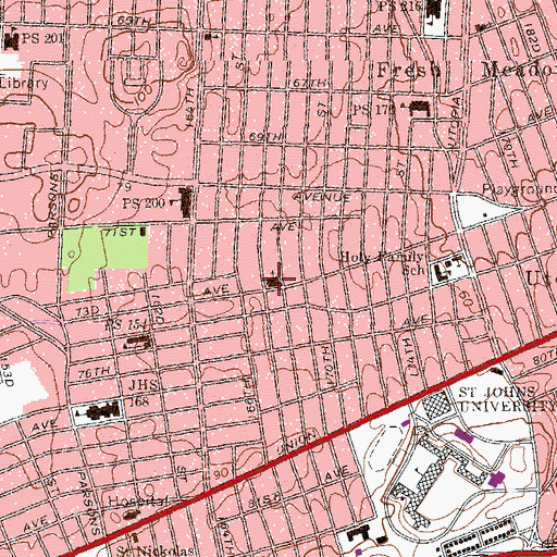 Topographic Map of Israel Center of Hillcrest Manor, NY