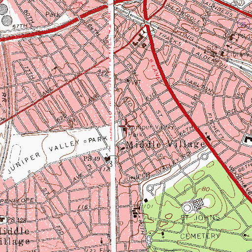 Topographic Map of Jewish Center of Forest Hills West, NY