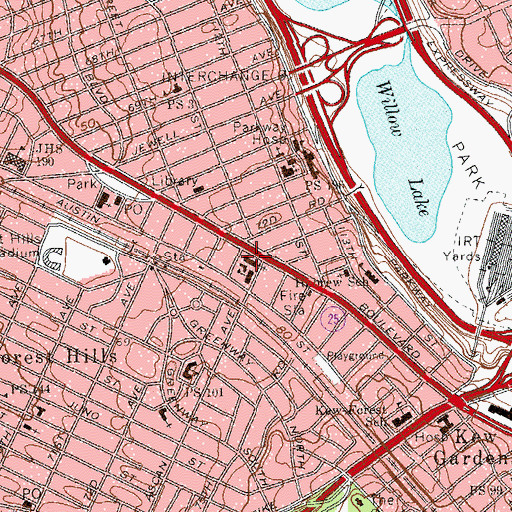 Topographic Map of Our Lady Queen of Martyrs Church, NY