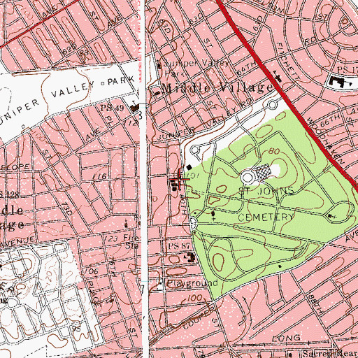 Topographic Map of Saint Margaret's Roman Catholic Church, NY