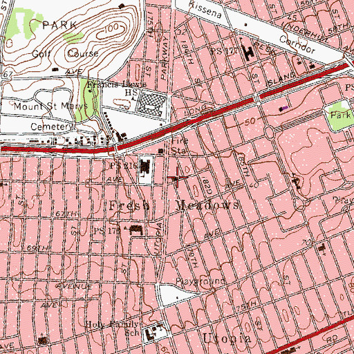 Topographic Map of Utopia Jewish Center, NY