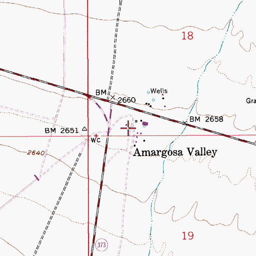 Topographic Map of Amargosa Valley Middle School, NV