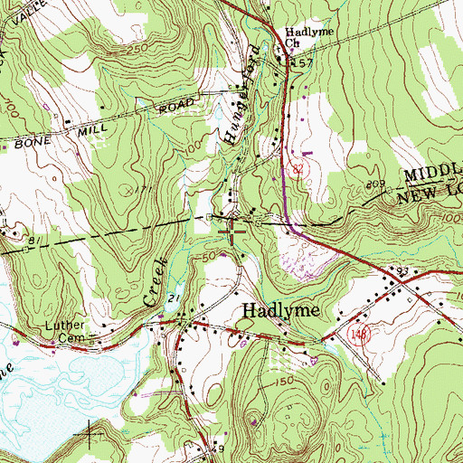 Topographic Map of Hungerford Brook, CT