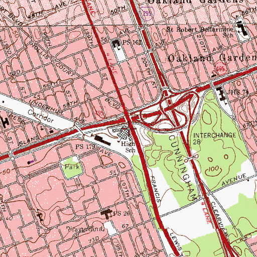 Topographic Map of Saint Francis Preparatory School, NY