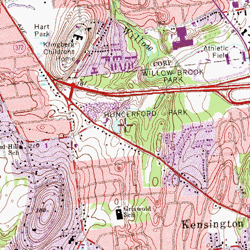 Topographic Map of Hungerford Park, CT