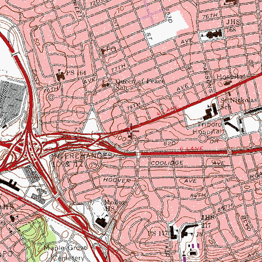 Topographic Map of Lutheran Church of the Ascension, NY