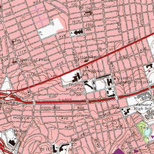 Topographic Map of Saint Nicholas of Tolentine Roman Catholic Church, NY