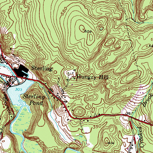 Topographic Map of Hungry Hill, CT