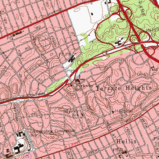 Topographic Map of Temple Israel of Jamaica, NY