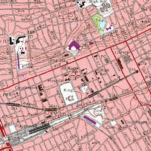 Topographic Map of Mary Immaculate Hospital (historical), NY