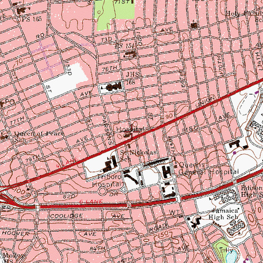 Topographic Map of Saint Josephs Hospital (historical), NY