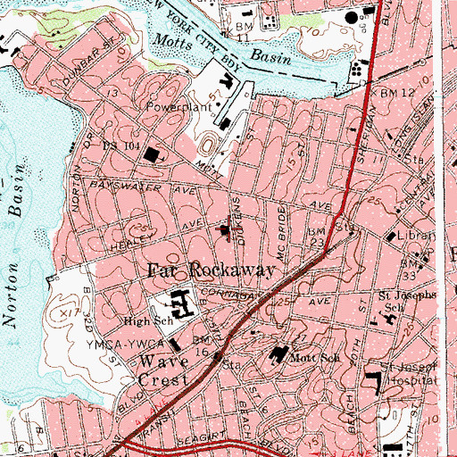 Topographic Map of Bayswater Jewish Center, NY
